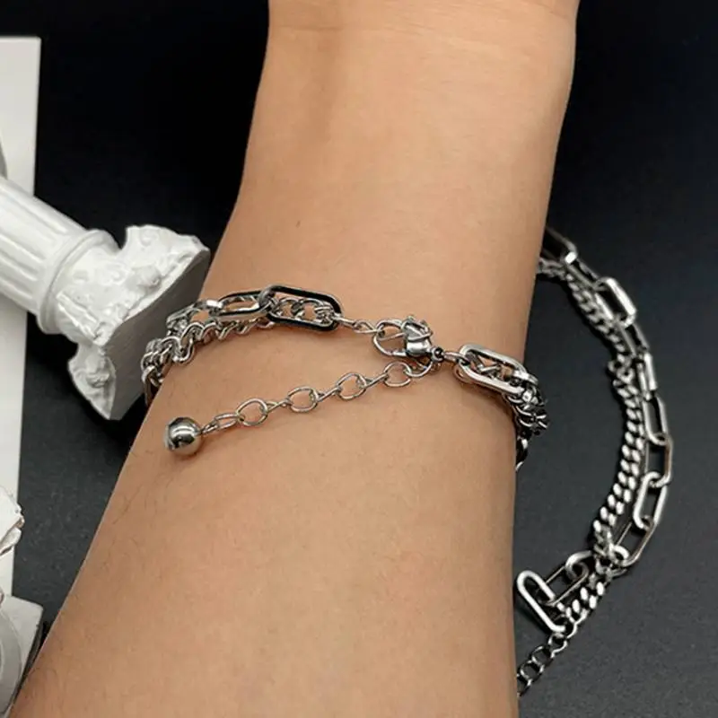 Stainless Steel Double Layer Trendy Bracelet-1