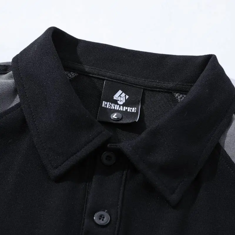Contrast Color Loose Raglan Polo Shirt-2