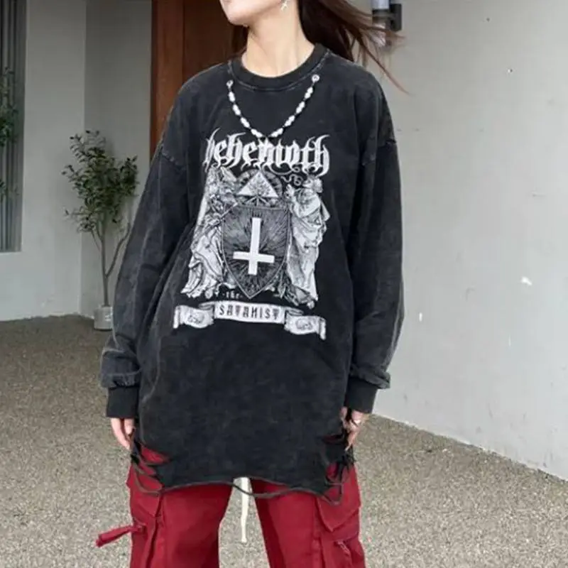 Retro Hip Hop Long Sleeve T shirt-2
