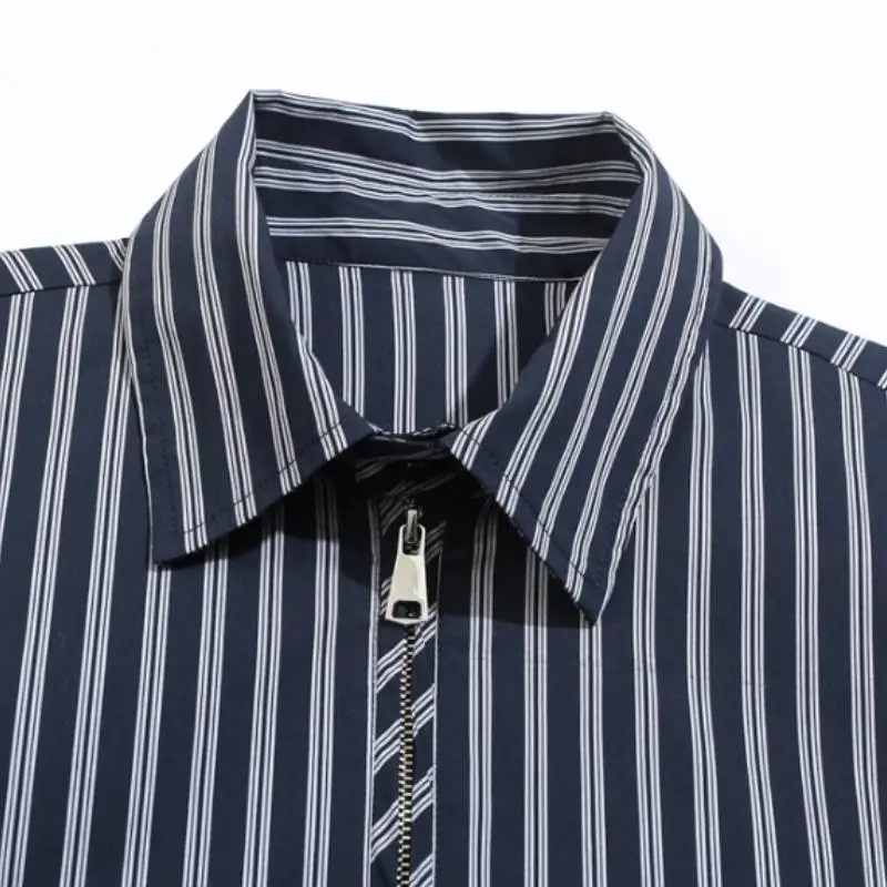 Retro Loose Workwear Striped Jacket-6