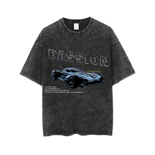 Blue Racing Print Hip Hop T-Shirt