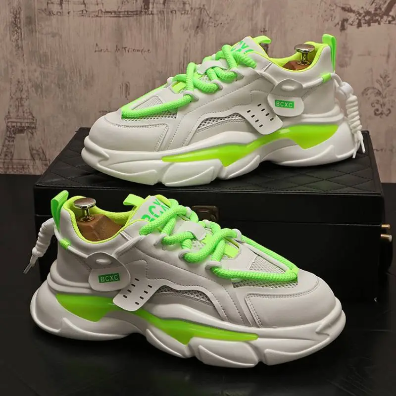 Mesh Color Matching Thick Soled Breathable Casual Shoes-1