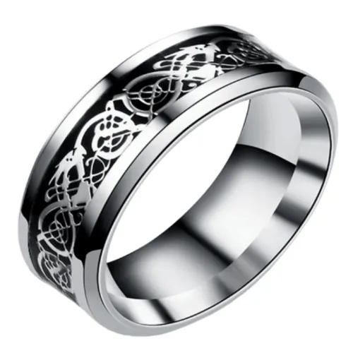 Titanium Steel Dragon Pattern Ring