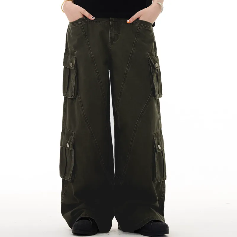 Casual Loose Straight Leg Cargo Pants-5