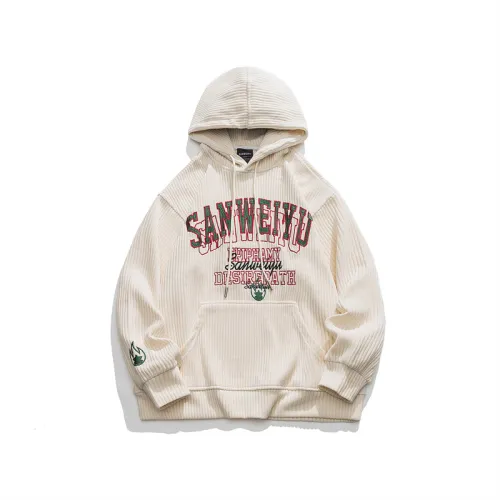 Letter Embroidered Hooded Sweater