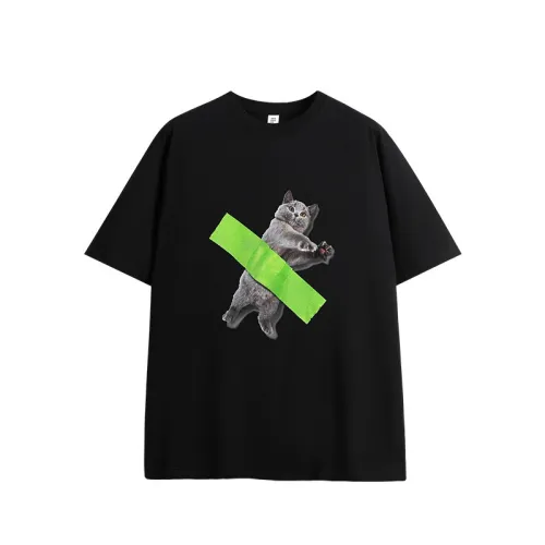 Adhesive Tape Cat Printed T-shirt