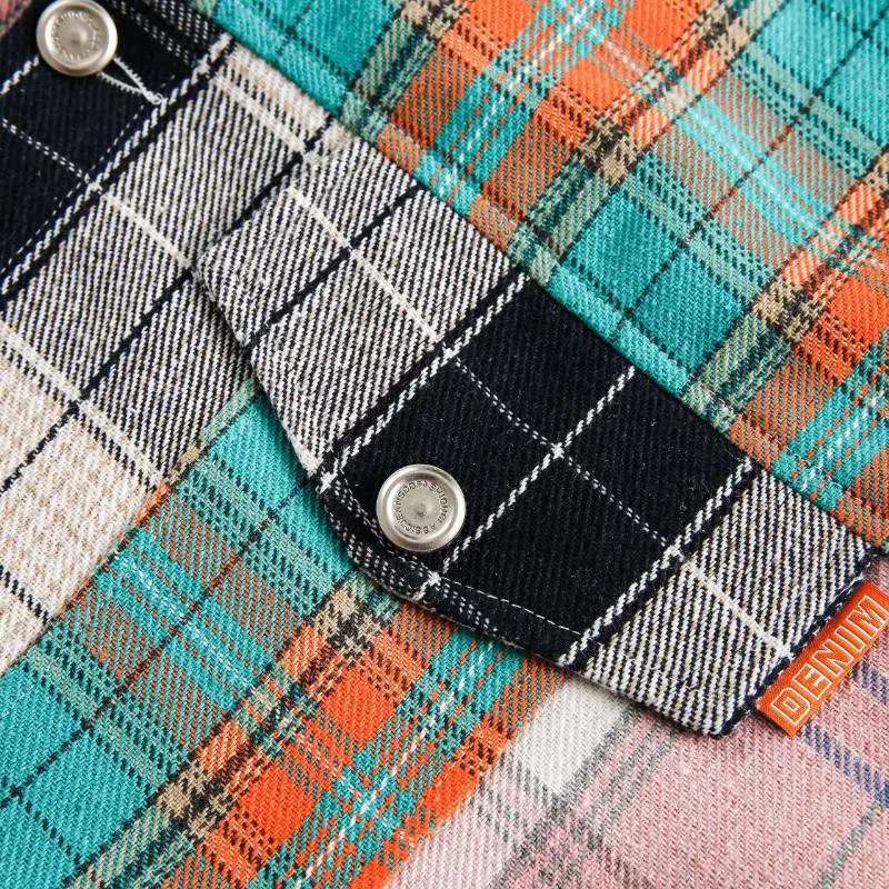 Loose Patchwork Plaid Contrast Color Jacket-5