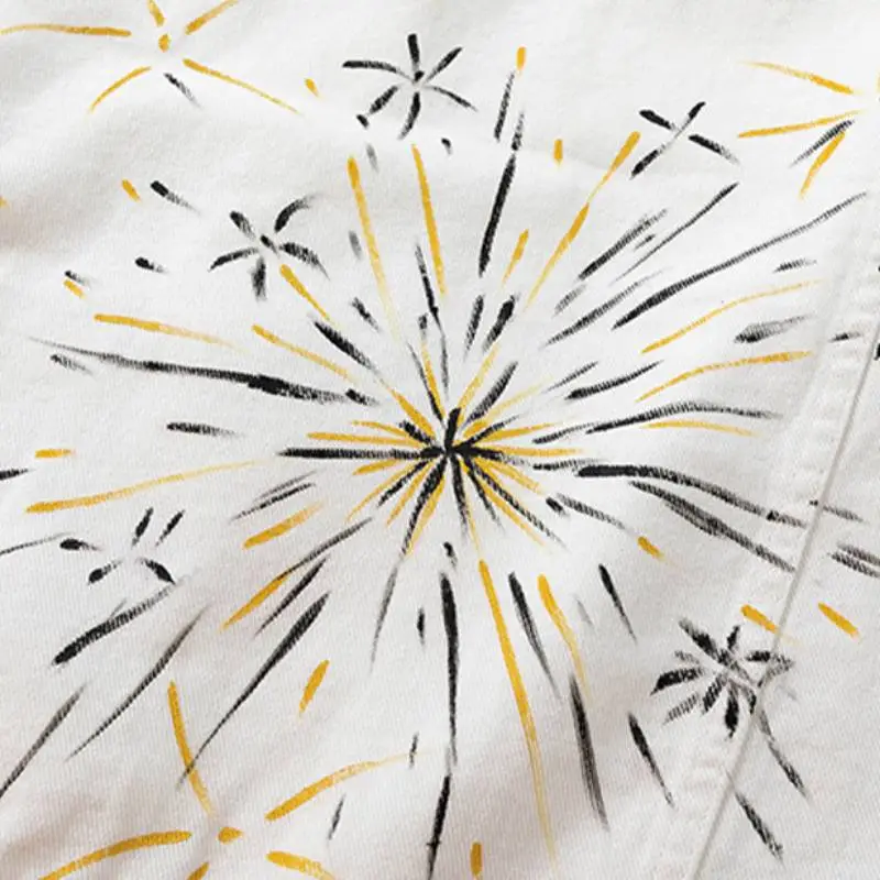 Hand Painted Fireworks Letter Top Loose Casual Lapel Jacket-3