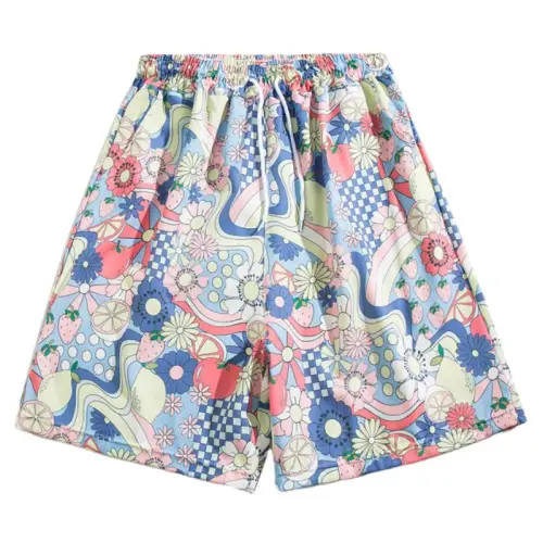 Loose Straight Beach Flower Shorts