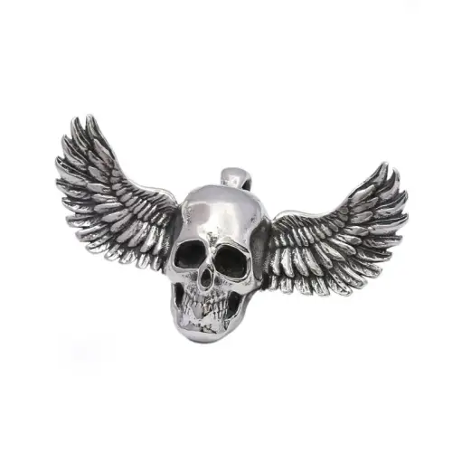 Stainless Steel Domineering Wings Skull Necklace