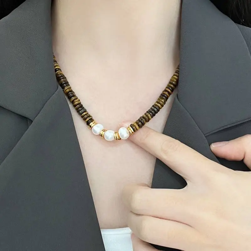 Pearl Tiger Eye Necklace-2