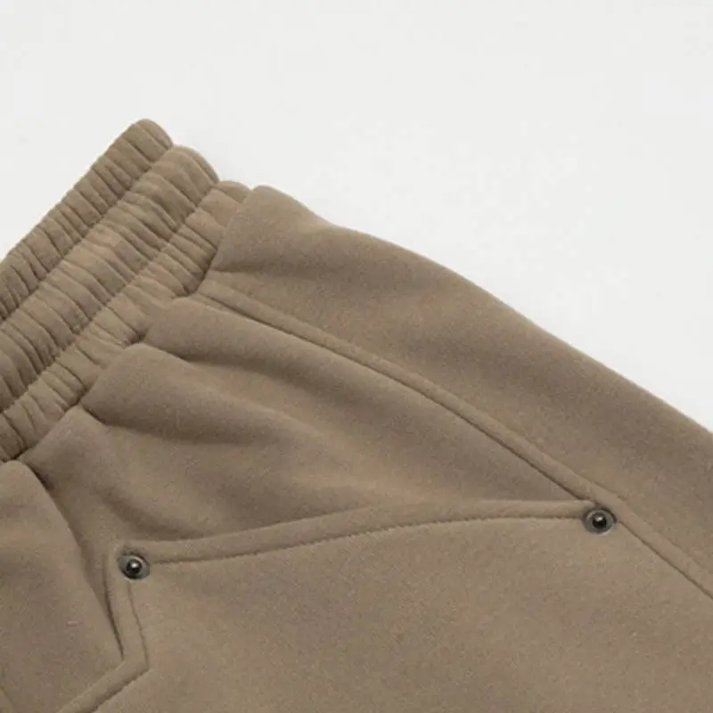 Ins Drawstring Loose Drape Neutral Casual Plus Velvet Pants-6