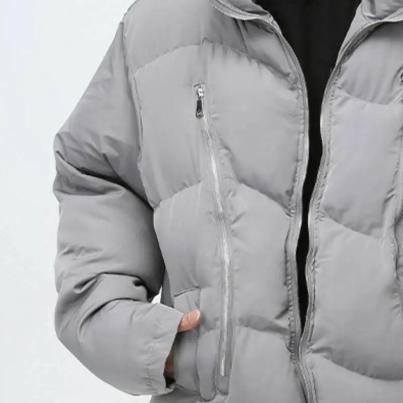 Retro Double Zipper Tooling Collar Cotton padded Coat-3