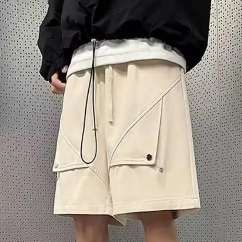 Retro Casual Shorts with Splicing-4