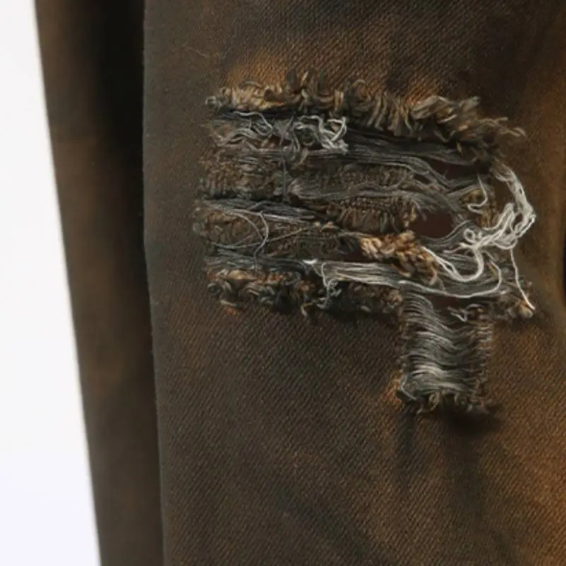 Trendy Color Contrast Dirty Jeans-6