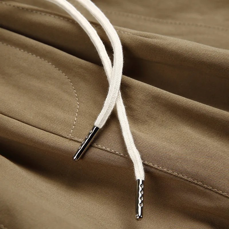 Retro Solid Color Loose Drawstring Pants-5