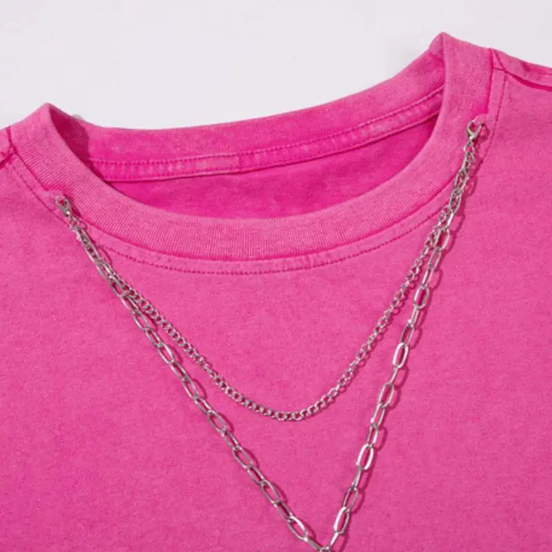 Original Small Batch Creative Rips and Washed Necklace Pullover Versatile Style Hoodie-4