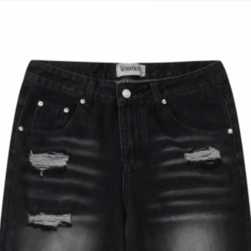 Hiphop High Street Trendy Brand Loose Straight Trousers-4