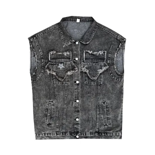 Loose Asymmetrical Denim Vest