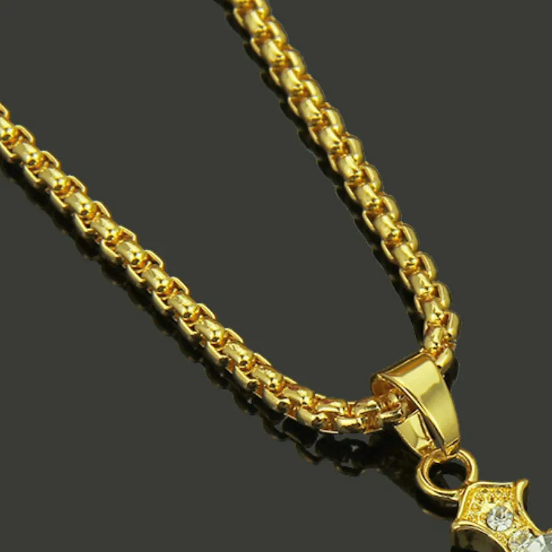 Creative Hip Hop Diamond Wings Pendant Necklace-1