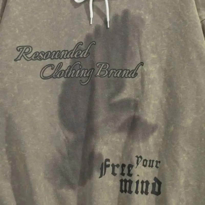 Washed Unreal Pigeon Printed Hooded Sweat-3