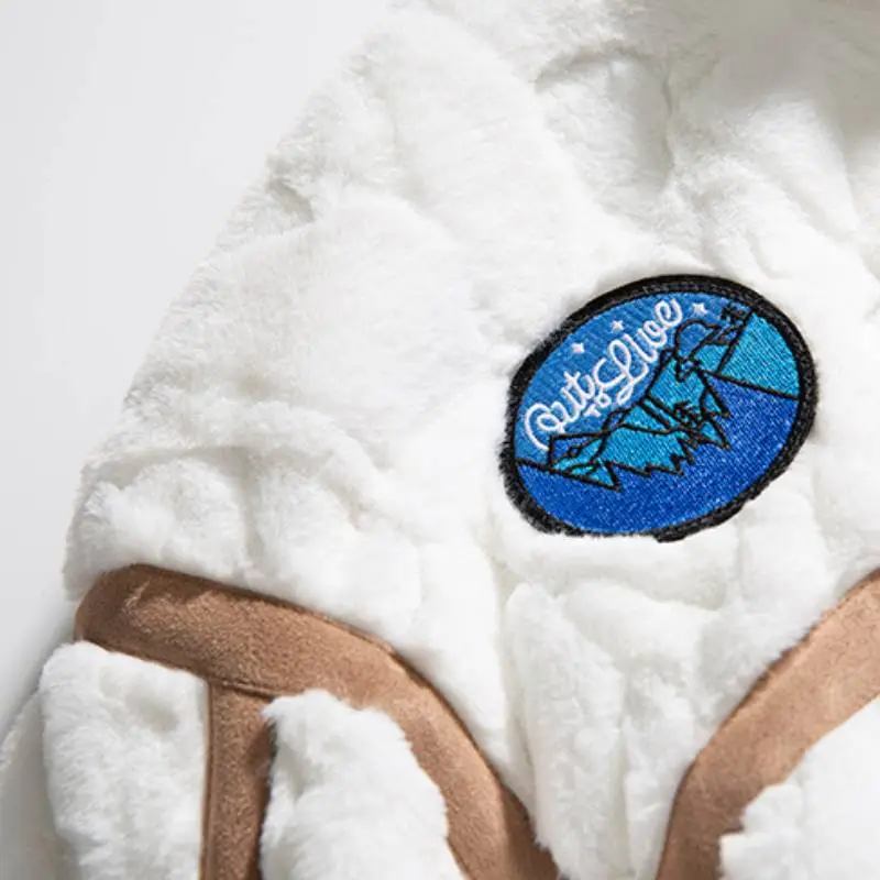 Letter Print Stand Collar Warm Cotton Coat-4