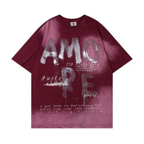 Spray-Painted Letters Printed Short-Sleeved T-Shirt