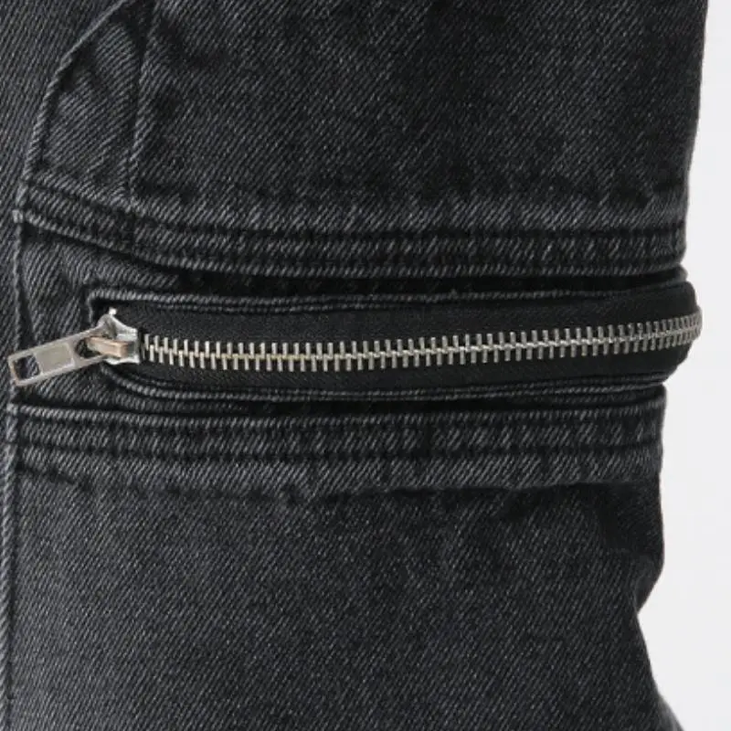 Loose Zipper Workwear Pants-7
