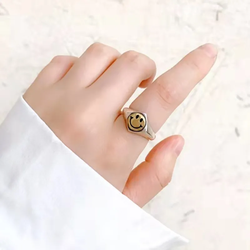 Five Pointed Star Smiley Face Ring-1