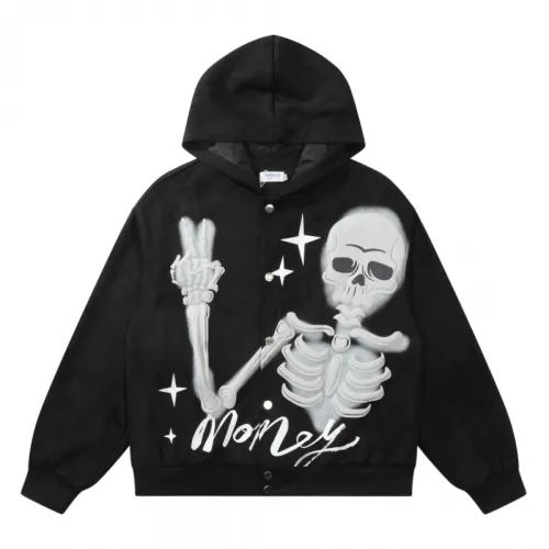 National Hip Hop Skull Print Hooded Sweater