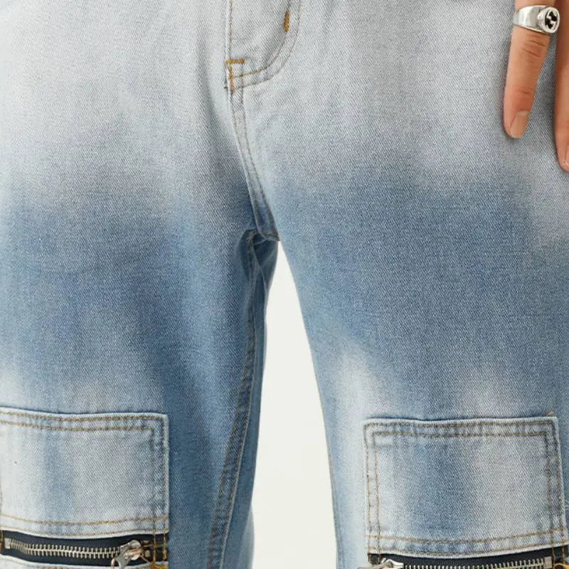 Trendy Splicing Zipper Jeans-6