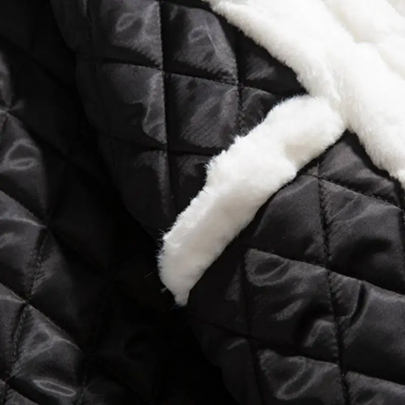 Letter Print Stand Collar Warm Cotton Coat-7