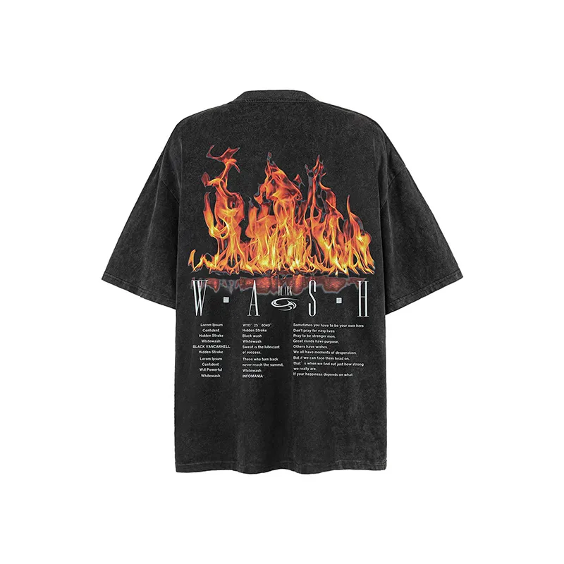 Retro Flame Short Sleeved T Shirt-1
