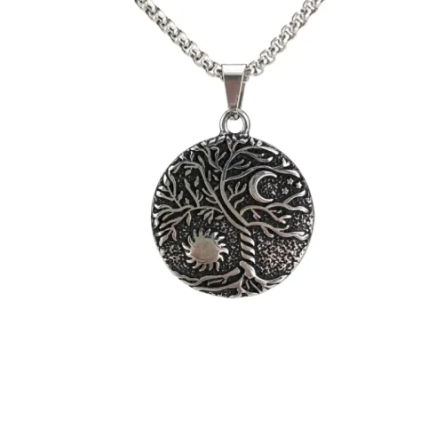 Creative Tree Of Life Sun Moon Retro Style Pearl Necklace