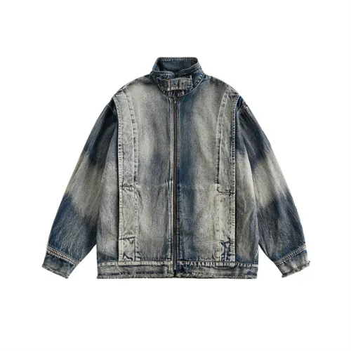 New Vintage Washed Aviator Loose Denim Jacket