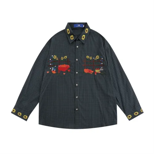 New Style Plaid Embroidered Shirt