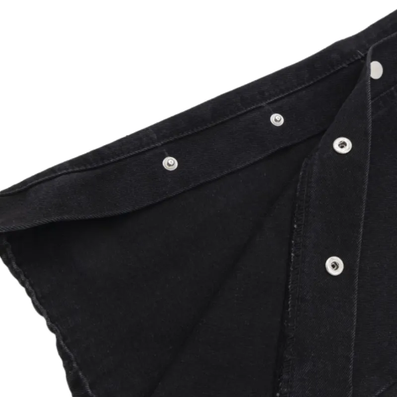 Niche Design Sense Letter Button Split Tooling Jeans-2