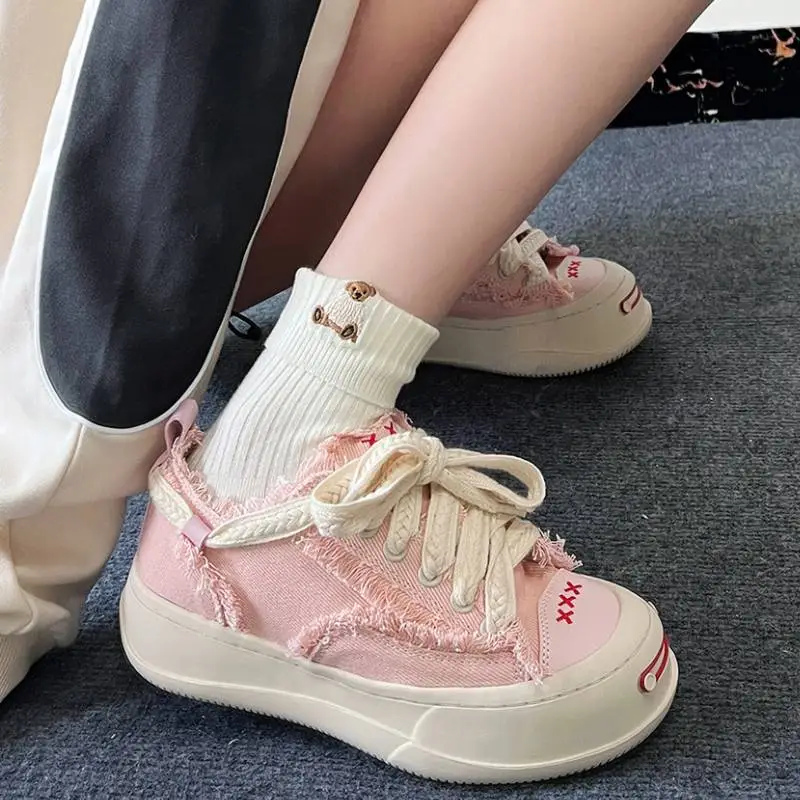 Breathable Canvas Open Smile Board Shoes-8