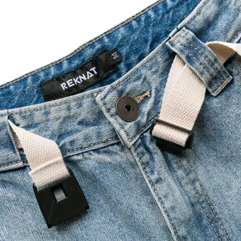 Washed Loose Straight Jeans-2