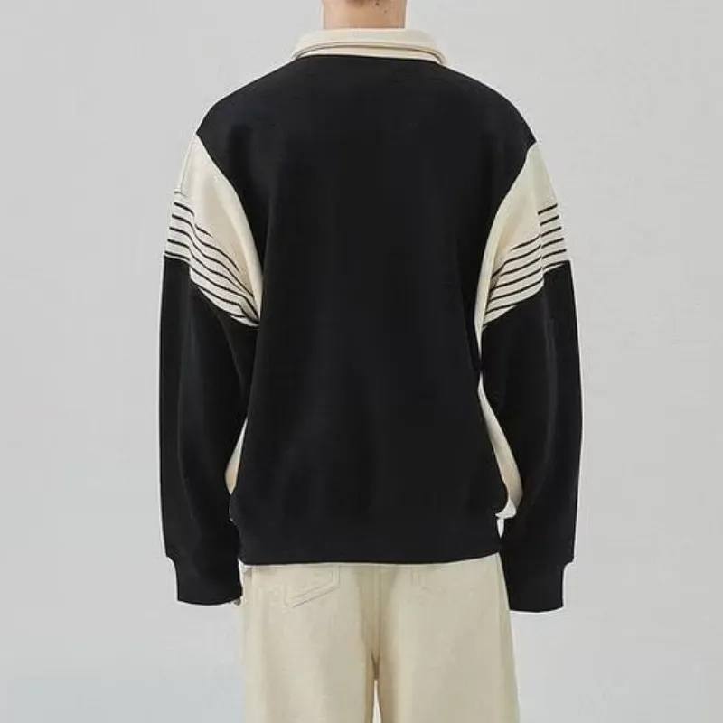 Casual Color Contrast Loose Polo-3