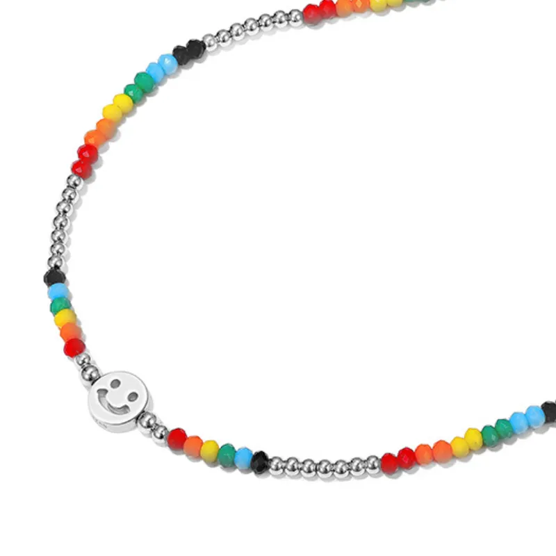 Trendy Smiley Face Beaded Necklace-2