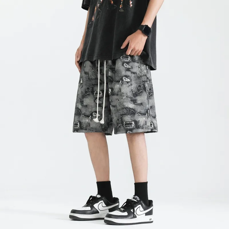 Loose Casual Five Point Baggy Beach Shorts-4