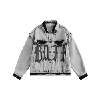 Retro Washed Denim Sleeve Semi Remodelable Jacket