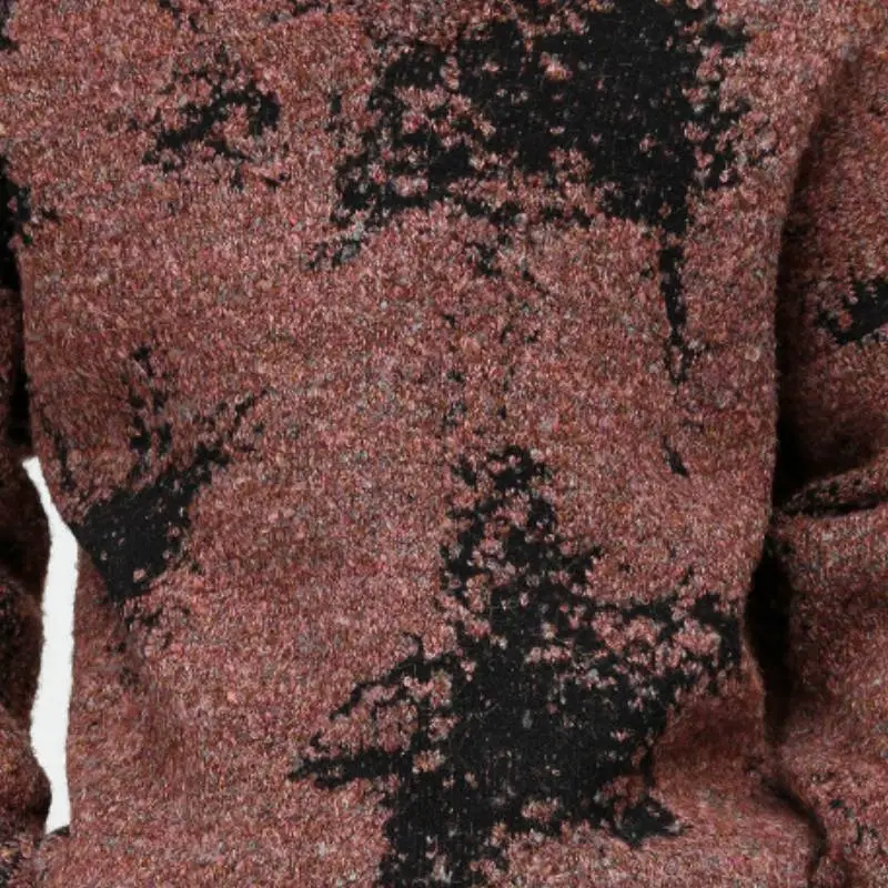 Fuzzy Color Design V Neck Loose Sweater-3