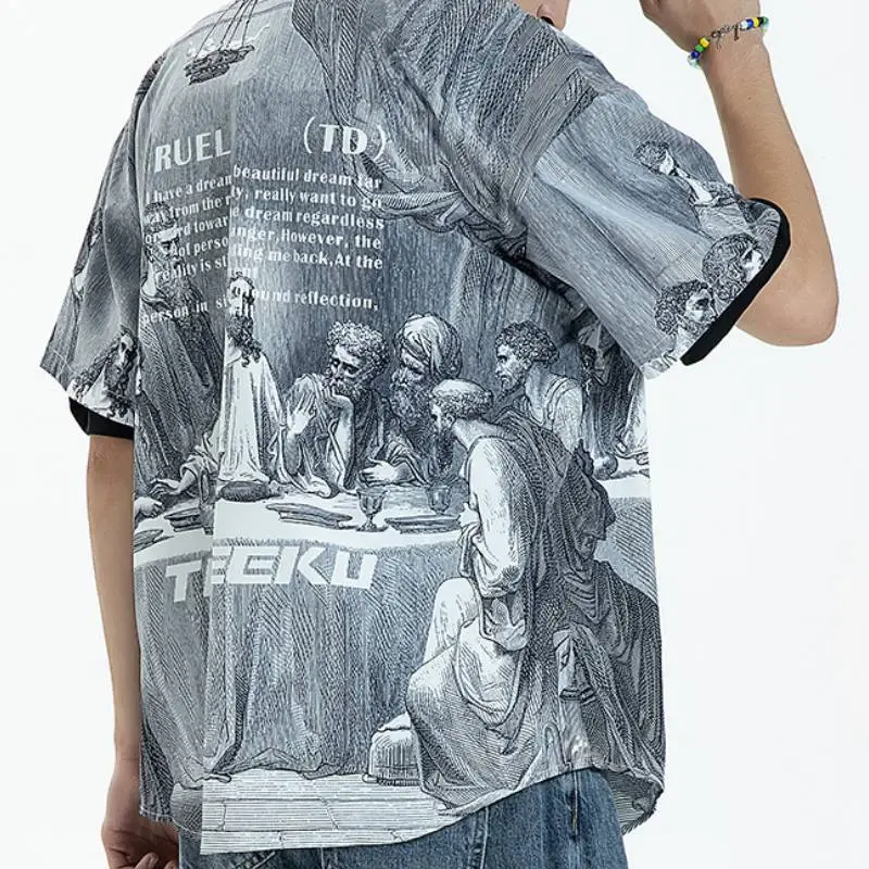 Retro Character Printed Antique Shirt-3