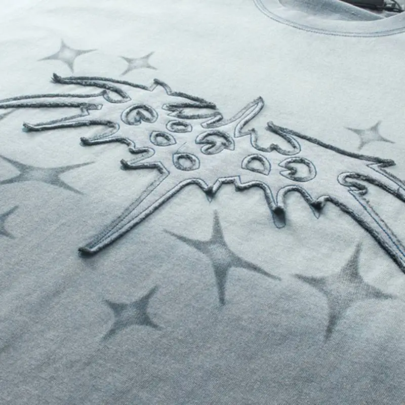 Trendy Wash Embroidery Casual Short Sleeve T shirt-5