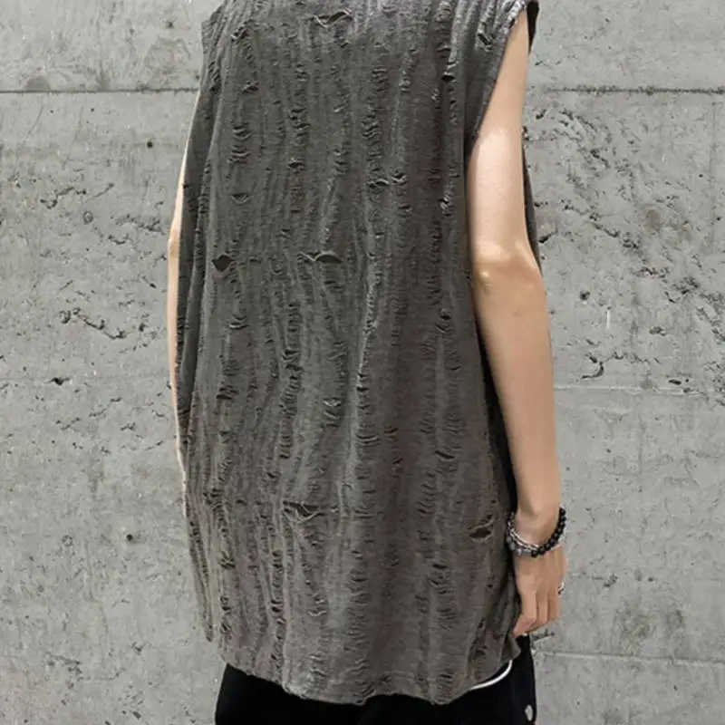 Dark Trendy Large Size Sleeveless Vest-4