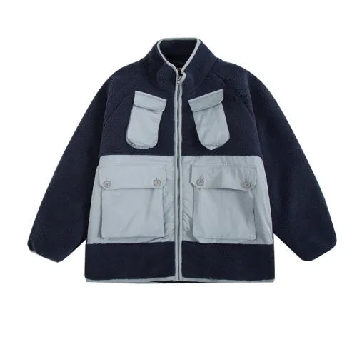 Loose-fitting Multiple-Pocket Workwear Cotton Jacket