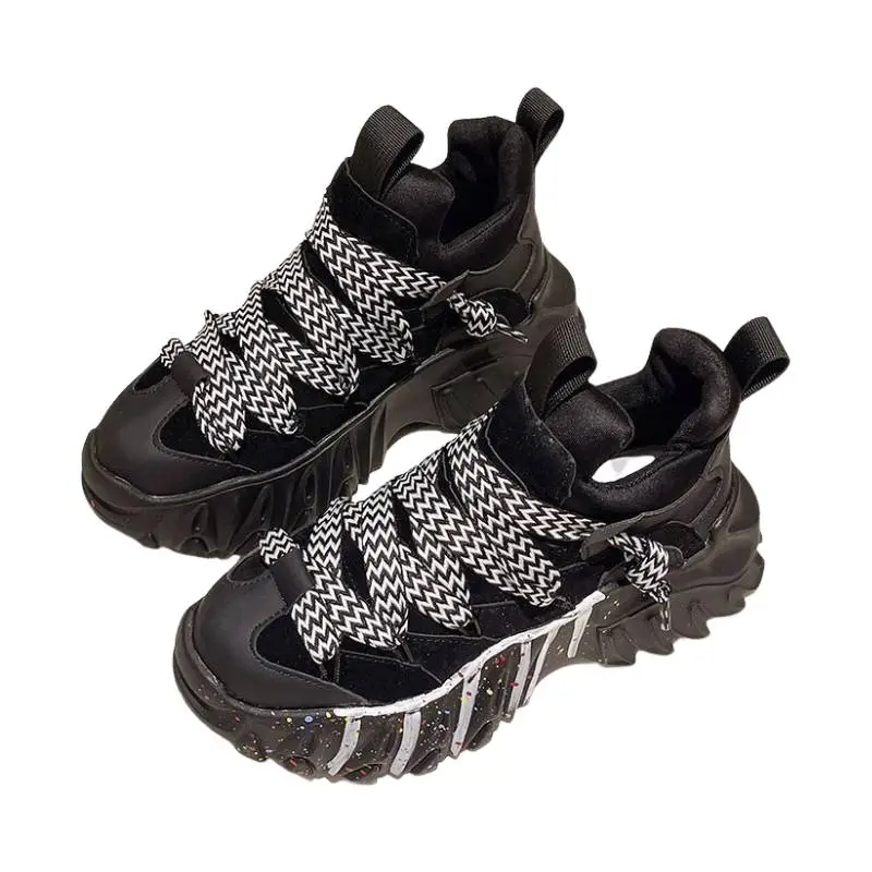 Platform Sole All match Lace up Retro Shoes-4