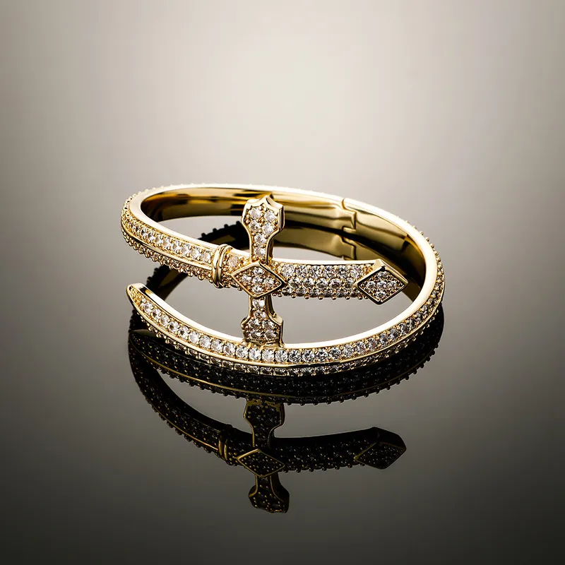 The Sword Of Justice Full Diamond Retro Widened Version Bracelet-1